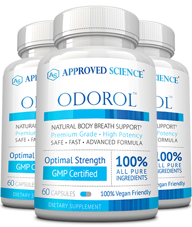 Approved Science Odorol to help combat breath and body odor naturally. 