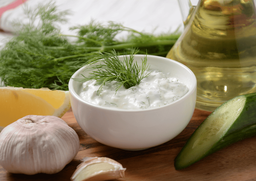 The best salad dressing for gout sufferers: Greek yogurt herb dressing.