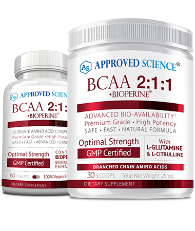 Approved Science® BCAA in both powder and pill form.