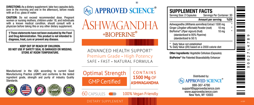 Approved Science® Ashwagandha Supplement Facts