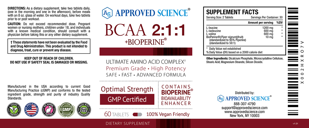 Approved Science® BCAA Supplement Facts