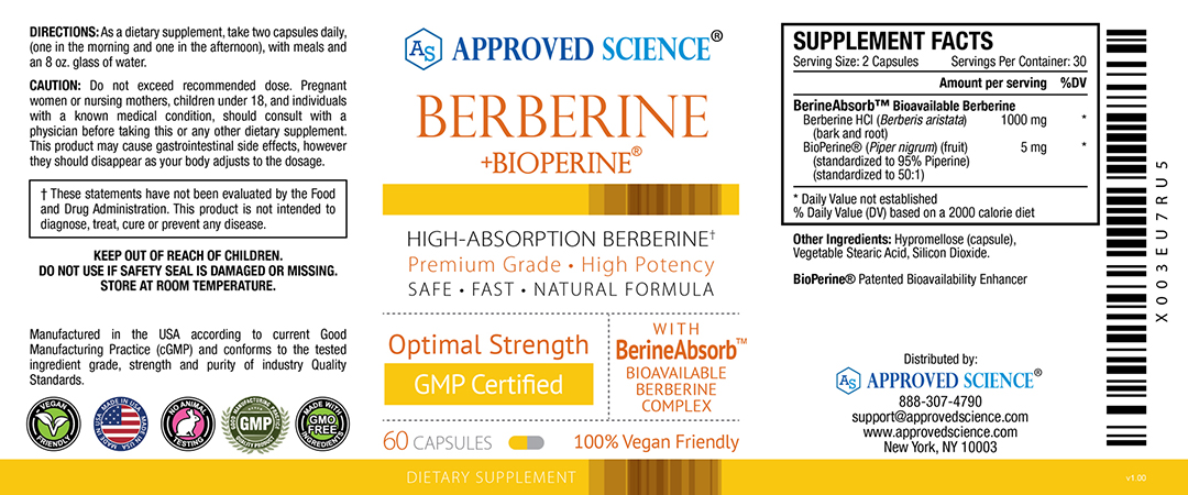Approved Science® Berberine Supplement Facts
