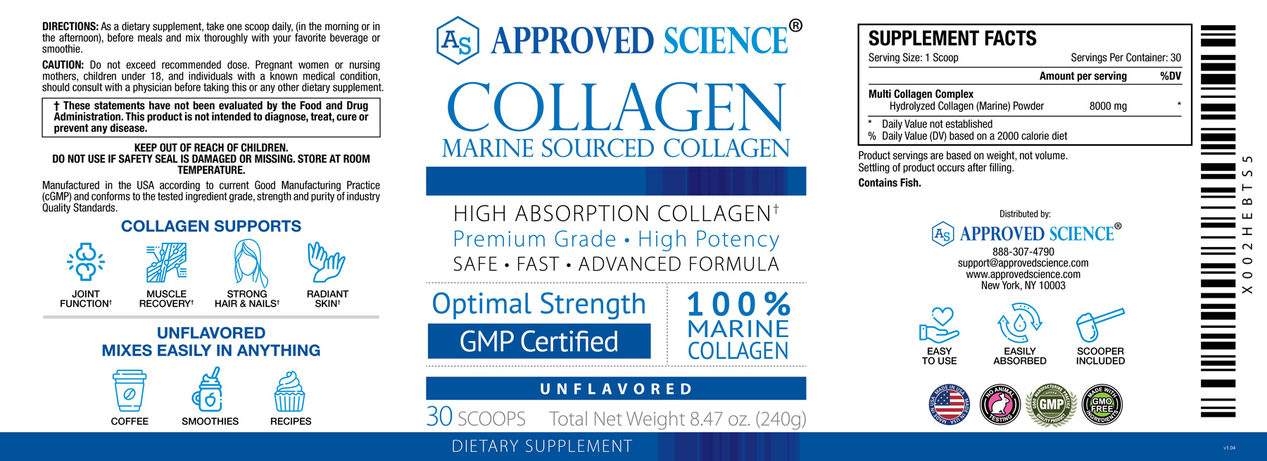 Approved Science® Collagen Supplement Facts