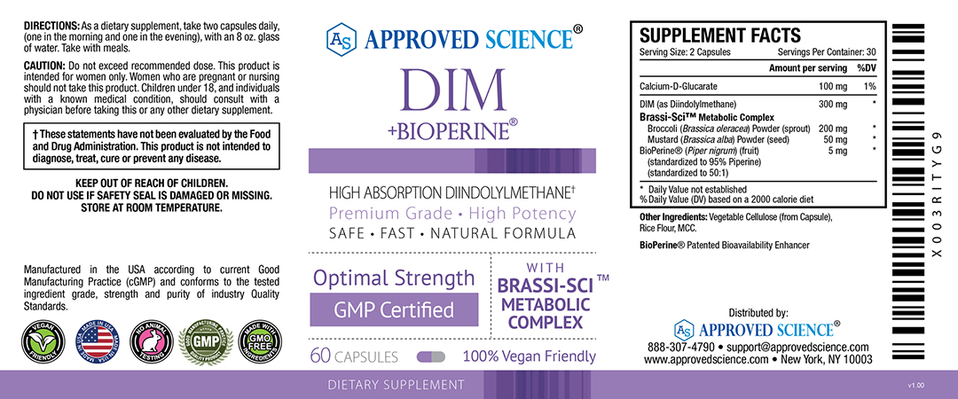 Approved Science® DIM Supplement Facts