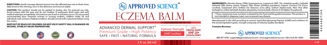 Approved Science® Eczema Balm Supplement Facts
