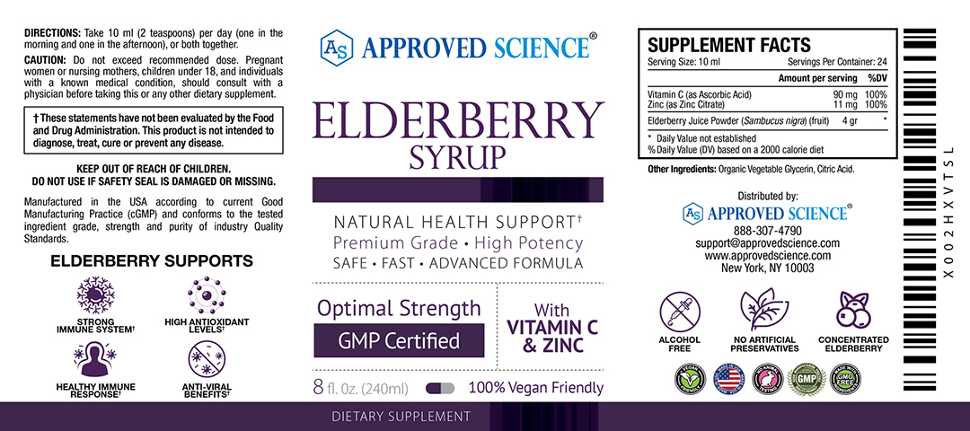 Approved Science® Elderberry Syrup Supplement Facts