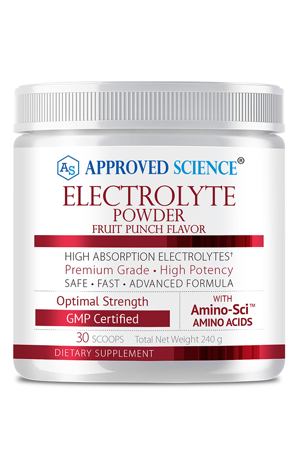 Approved Science® Electrolyte Powder ingredients bottle