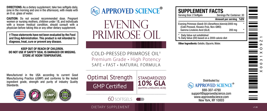 Approved Science® Evening Primrose Oil Supplement Facts