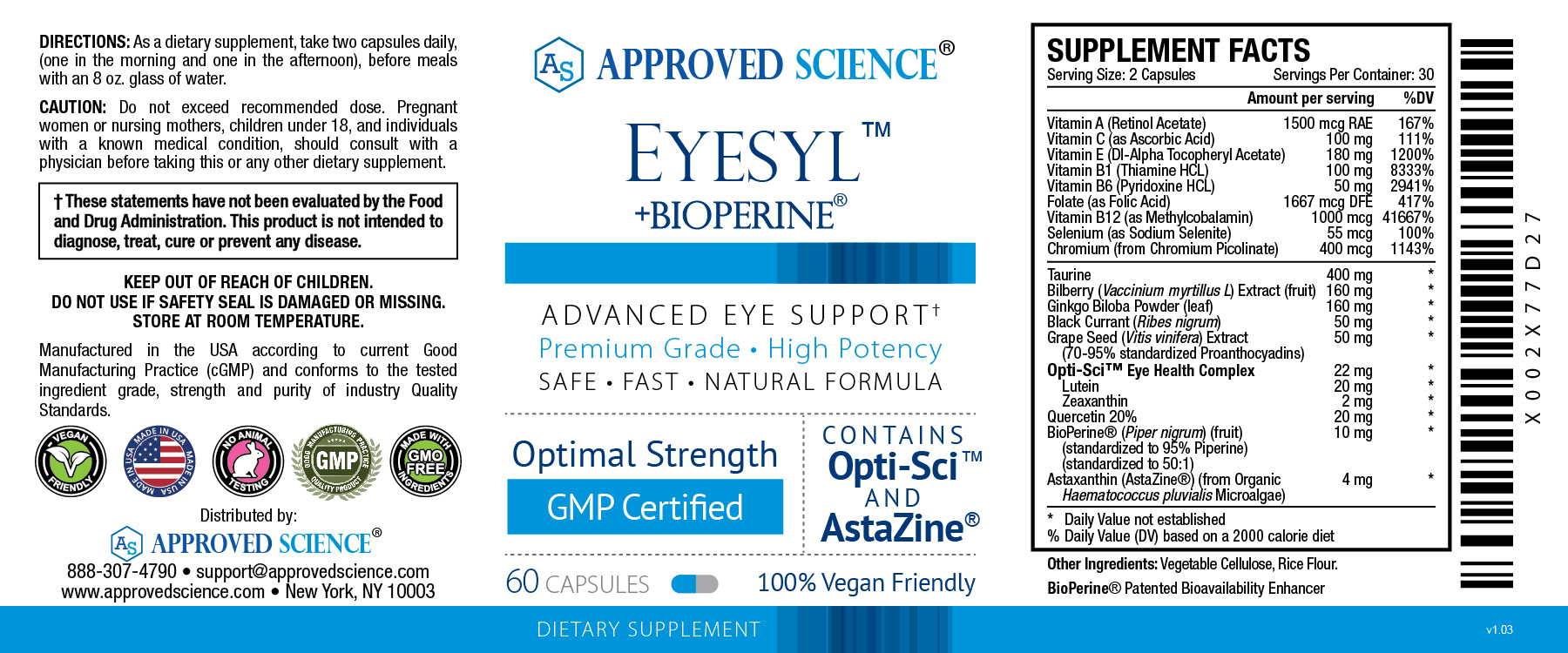 Eyesyl™ Supplement Facts