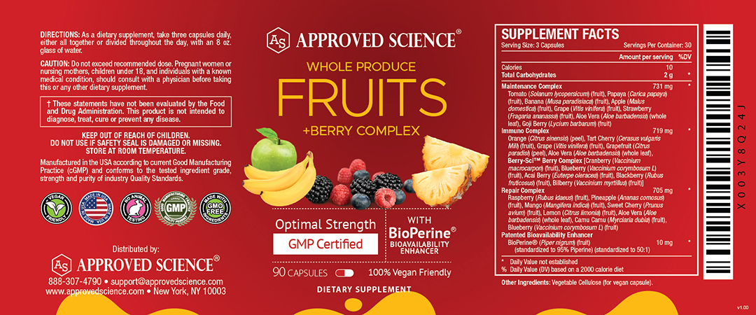Approved Science® Fruits & Veggies Supplement Facts