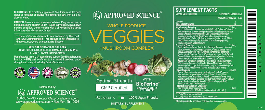 Approved Science® Fruits & Veggies Supplement Facts