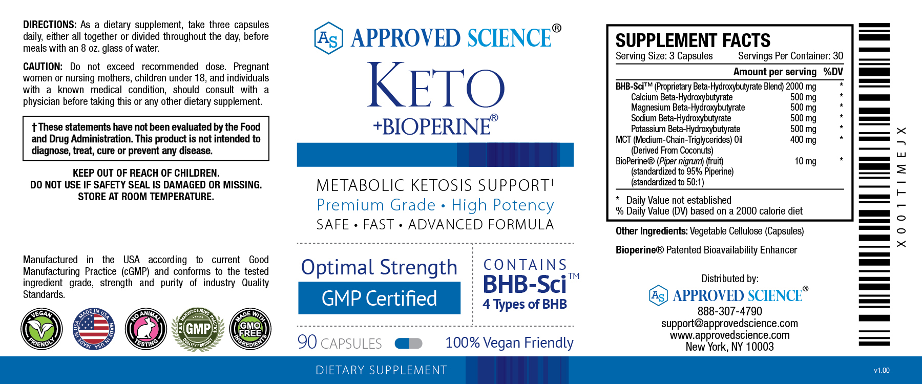 Approved Science® Keto Supplement Facts