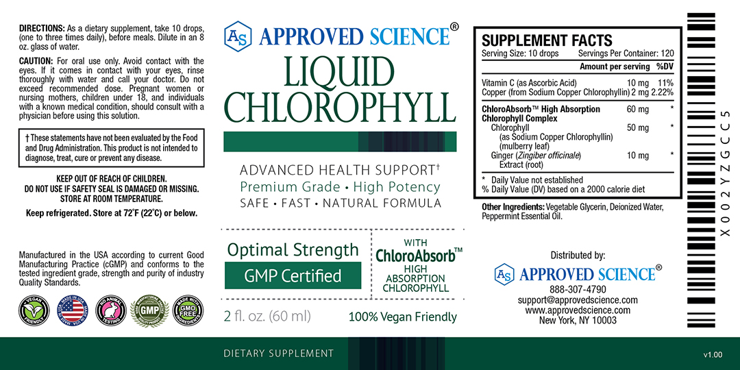 Approved Science® Liquid Chlorophyll Supplement Facts