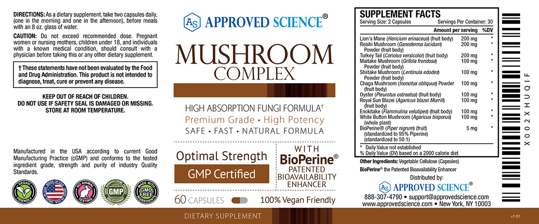 Approved Science® Mushroom Complex Supplement Facts