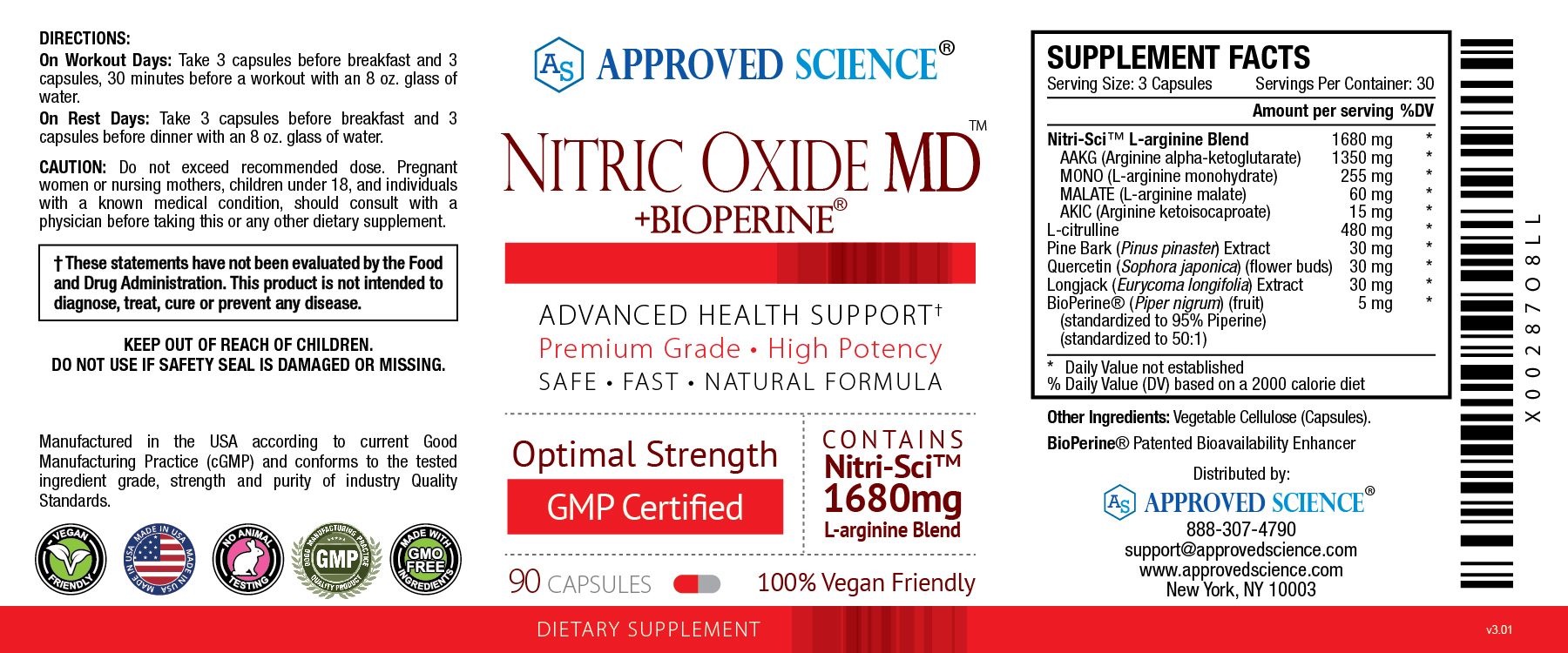 Nitric Oxide MD™ Supplement Facts