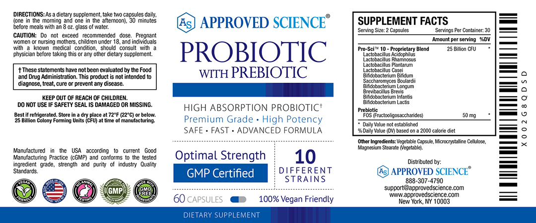 Approved Science® Probiotic Supplement Facts